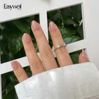 Easywell – Nouveauté ! 32 faux ongles courts en amande, qualité salon, application rapide, réutilisables, en gel de luxe, à presser