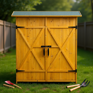 Nature Outdoor <b>Wooden</b> <b>Storage</b> <b>Shed</b> With Lockable Door Pitch Roof Natural Color D0100HP1NDY - Product Image 2