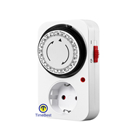 Relais temporisé programmable mécanique, prise EU, minuterie à brancher, 230V 16A IP20, 48 programmes, réglage max. 1 semaine, CE