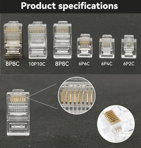 <span class=keywords><strong>Rj45</strong></span> Cat5 <span class=keywords><strong>8P8C</strong></span> <span class=keywords><strong>Modular</strong></span> nối 8 pin Vàng Ethernet cắm với đồng liên hệ với ABS nhà ở cho mạng điện các ứng dụng - Product Image 5