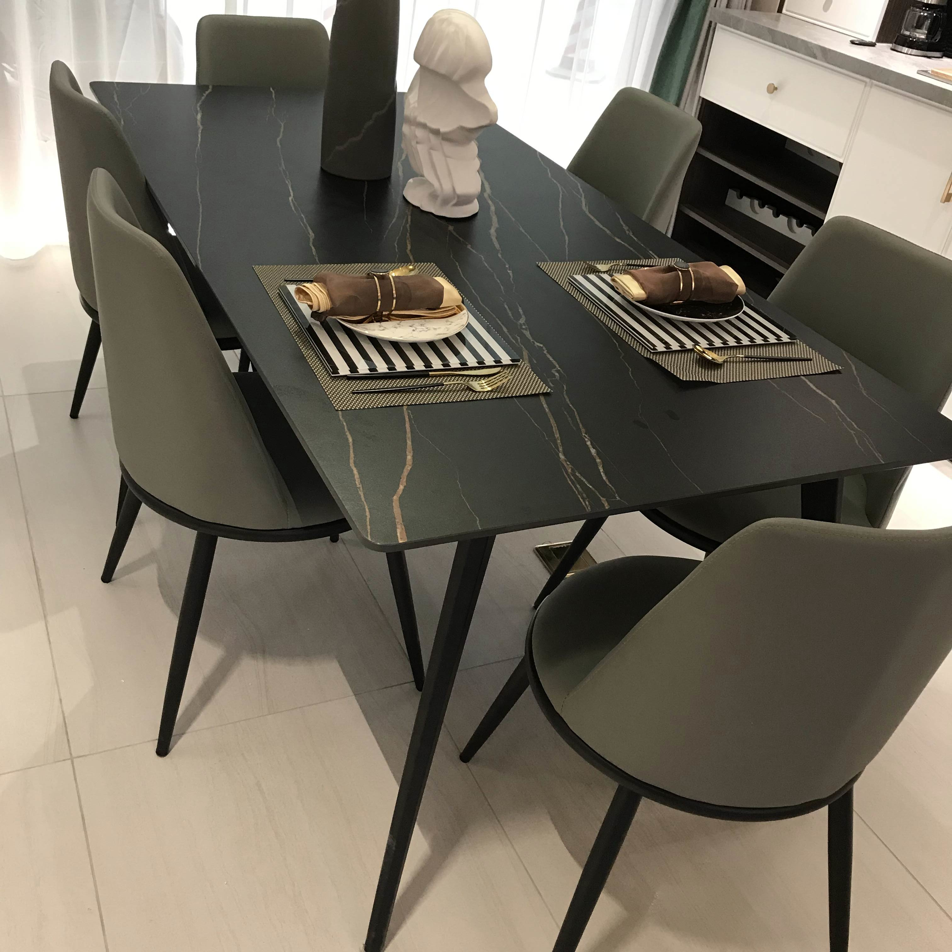 Bent Glass Coffee Oem Furniture Porcelain Countertops Artificial Sintered Stone Dining Table