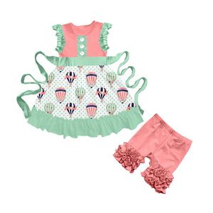 Ensemble 2 pièces en soie de lait pour petites filles, robe sans manches à volants avec short/pantalon à volants, ensemble de vêtements imprimés mignons pour enfants - Product Image 4