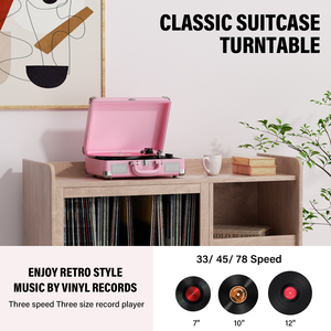 Tourne-disque vinyle rétro, lecteur de musique portable à courroie, phonographe de luxe pour cadeau et décoration - Product Image 5