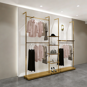 Étagère de présentation de vêtements pour boutique, présentoirs à vêtements dorés, étagères pour magasin de vêtements, présentoirs à vêtements en métal pour la vente au détail - Product Image 3