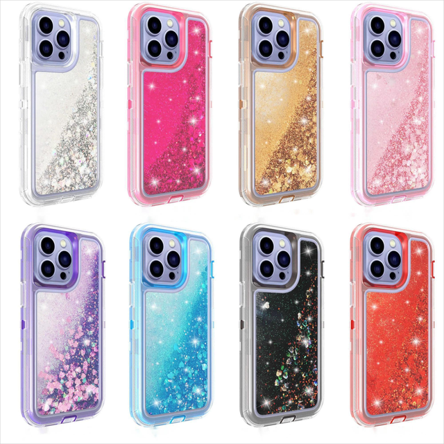 Glitter Quicksand Liquid Full protection armor Shockproof Mobile Phone Cover case for iphone 17 air Pro Max 16 15 14 13 12 Plus