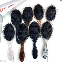 BELLEWORD Brosse à cheveux démêlante portable en acétate de cellulose effet écaille de tortue avec logo personnalisé pour femmes et filles