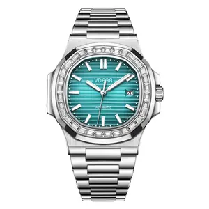 Heren Vrije Tijd Vierkante Wijzerplaat Waterdichte Mannelijke Klok Kalender Lichtgevende Reloj De Acero Hombre Crystal Hand Horloge Luxe Voor Mannen
