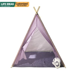 Tente Tippee d'intérieur d'usine OEM Panda Drapeaux à cadre en bois de pin Grande tente tipi pour enfants - Product Image 3