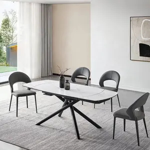 Precio al por mayor, muebles de comedor de lujo, mesa de comedor moderna extensible