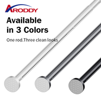 Tringle à rideau ARODDY en acier, réglable en un clic, sans outil, 1-1,7 m, blanc/noir, idéale pour les locations, antirouille
