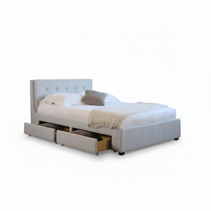 2023 Современная двуспальная деревянная двухместная кровать из МДФ простого дизайна с ящиком для хранения, 4 ящика, оттоманка, кровать для хранения - Product Image 1