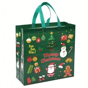 ถุงกันน้ำลายซานตาคลอสและตุ๊กตาหิมะ PP/ผ้าไม่ทอ ขนาด 36x36x14 ซม. บรรจุภัณฑ์ของขวัญคริสต์มาสขนาดใหญ่สำหรับเด็ก น่ารัก พกพาสะดวก สำหรับฮาโลวีน - Product Image 6