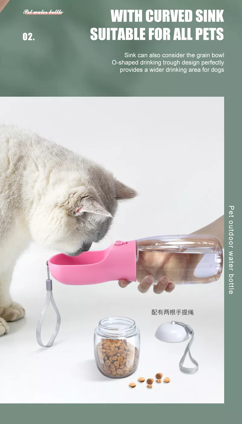 Custom Logo Plastic Travel Pet Feeders Container Food And Water 2 In 1 Portable Pet Bottle