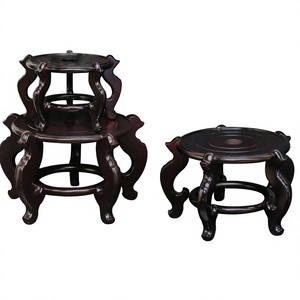 Présentoirs en bois écologiques ronds pour plantes, support de bassin en bois chinois brun foncé - Product Image 3