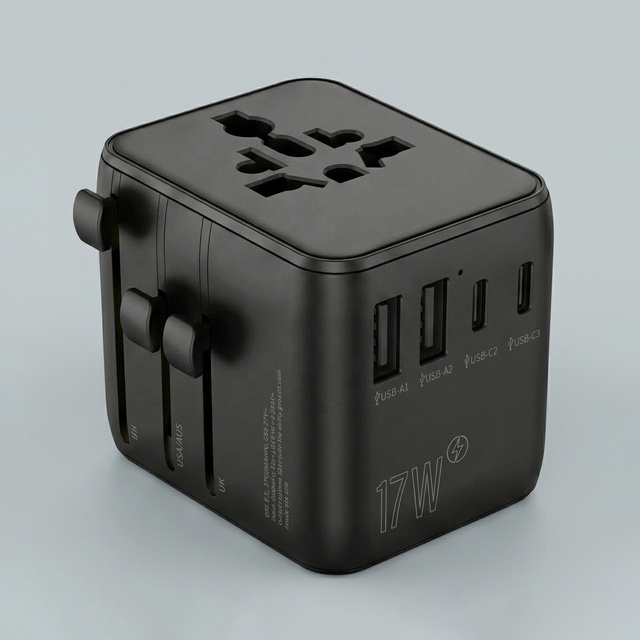 Universal 10A Rated Electrical Socket World Wide Travel Power Adapter with 4 USB Outlets International Wall Charger Voltage Plug