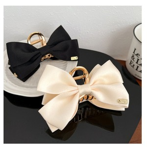 Large Luxury Satin <b>Bow</b> Hair <b>Clip</b> Back Head Bun Hair Claw Shark <b>Clip</b> Hair Accessories - Product Image 2