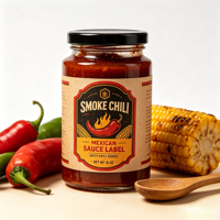 Étiquettes en rouleau découpées sur mesure, autocollantes, en vinyle écologique et imperméable, avec illustration vintage Chili Fire Corn, pour emballage