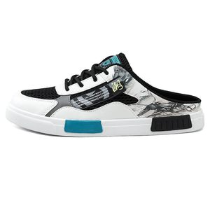 Chaussures décontractées tendance en toile et maille gris graffiti pour homme, style paresseux, à enfiler, pour l'été - Product Image 4