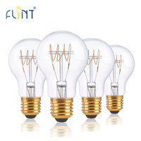 Ampoule LED à filament flexible A60 en verre transparent avec base dorée E26, 4W, 2200K, à intensité variable, style vintage, pour la maison, les cafés et les restaurants