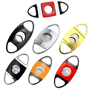 Logo High Quality V-Cut Manufacturer Cigar Accessories Sharpe Blade Luxury Set Custom Cigar Cutter Stainless Steel Cigar Cutter