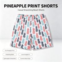 Strandshorts, heren casual zomershorts 3D digitale fruitprint Lichtgewicht sneldrogende atletische zwembroek voor buitenvakantie