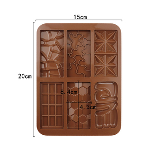 6 cavidades patrón diferente molde de Chocolate DIY grado alimenticio silicona <span class=keywords><strong>Waffle</strong></span> moldes de Chocolate - Product Image 2