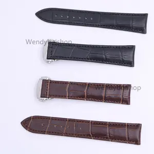 18 20 22 mm echtes Kalbsleder schwarz braun Krokodilleder vintage Armbanduhr Armband mit Silberverschluss für Omega