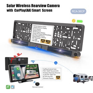 กล้องติดรถยนต์ขนาด 10.36 นิ้ว รองรับ Carplay ใช้พลังงานแสงอาทิตย์ ชาร์จไฟได้ ไร้สาย กล้องมองหลังแบบสองช่องทาง พร้อมกรอบป้ายทะเบียนแบบยุโรป - Product Image 6