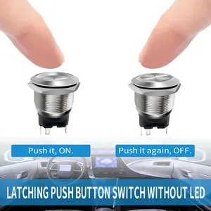 Langir 19mm Push Button Switch Latching Metal Push Button Switches Color Metal Switch 12V