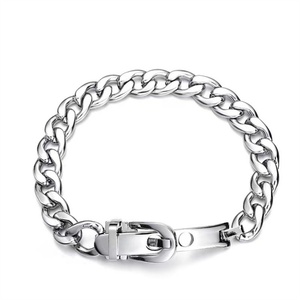 Chaîne cubaine en acier inoxydable en gros, bijoux de mode, boucle de ceinture, chaînes à maillons hautement polies, bracelet pour hommes - Product Image 1