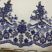 Bordure en dentelle florale brodée de fil doré exquis, 100 % polyester, style élégant et raffiné, pour robe de soirée, textile de maison, tenue de danse