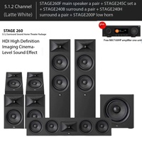 Système audio home cinéma JBN STAGE260 professionnel 5.1.2 Surround Sound, kit d'enceintes pour salon/TV/bar cinéma, amplificateur inclus