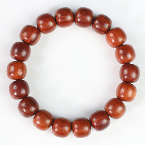 Red Sandalwood Barrel Bead <b>Bracelet</b> 11x12mm Unisex Everyday Wear - Product Image 5