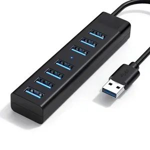 Plastic 7 Poorten Usb3.0 Hub Met C Type Opladen 7 In 1 Hub Laadstation Voor Meerdere Apparaten Usb3.0 Hub