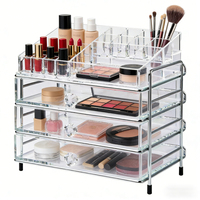 Support de rangement pour rouge à lèvres en acrylique transparent, présentoir empilable, boîte de rangement pour pinceaux à maquillage, armoire à cosmétiques avec tiroir