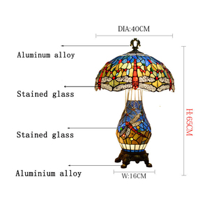 <span class=keywords><strong>Lampe</strong></span> de table LED flexible écologique de style <span class=keywords><strong>Tiffany</strong></span>, abat-jour en verre teinté fait main motif <span class=keywords><strong>libellule</strong></span> bleue, <span class=keywords><strong>lampe</strong></span> de bureau, vente en gros d'usine - Product Image 5