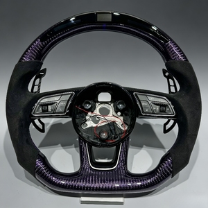 Volant de direction en cuir perforé à moitié avec bouton de démarrage LED <span class=keywords><strong>R8</strong></span> de haute qualité OKF pour <span class=keywords><strong>Audi</strong></span> - Product Image 1