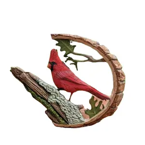 Atacado novas idéias de produtos 2024 estátua de pássaro vermelho nórdico artesanato em resina presente escultura artesanal decoração para casa