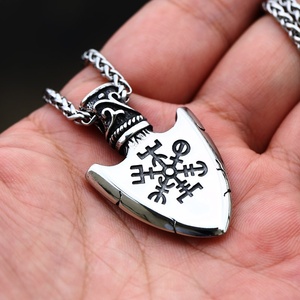 Colgante Marca Beier de Acero Inoxidable 316 con Punta de Flecha Vikinga, Brújula Vegvisir Grabada, Impermeable, Vintage, Hipoalergénico y Duradero - Product Image 5