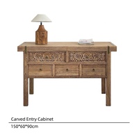 Table d'entrée Wabi Sabi, meubles pour maison d'hôtes, armoire de rangement en bois, armoire sculptée pour le hall, console pour le salon