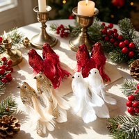 Décoration d'oiseaux artificiels prix usine pour mariage, fête, ornements d'oiseaux blancs champagne personnalisés pour Noël