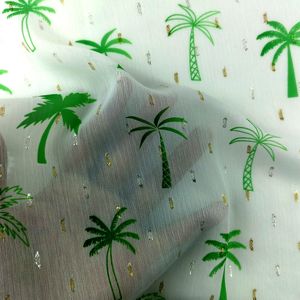 Vente d'été chaude motif noix de coco métallique Lurex Clip Dot mousseline de soie impression numérique <span class=keywords><strong>tissu</strong></span> résistant aux rides pour les robes de mariée - Product Image 4