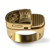 Bague créative en forme de briquet, style punk européen et américain, plaquée or
