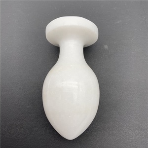 بالجملة بلورات لعبة الجنس الطبيعية تدليك الشفاء عصا بيضاء اليشم المكونات الشرجية - Product Image 5