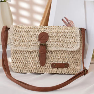 Sac à main tendance d'été, mini sac messager vintage, sac en paille tressé exquis, sacs fourre-tout de plage polyvalents pour femmes - Product Image 1