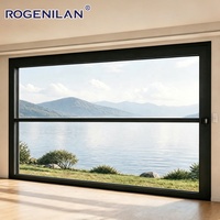 Fenêtres coulissantes verticales extérieures Rogenilan modernes insonorisées en aluminium à double vitrage avec élévateur électrique et vitrage Low-e