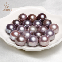 Collier de perles Edison pour fabrication de grosses perles, perles rondes violettes naturelles, de couleur Edison, taille 15 à 16mm
