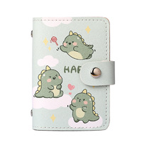 Porte-cartes en cuir PU personnalisé avec motif animal de dessin animé mignon, mini portefeuille à bouton-pression pour cartes, vente en gros