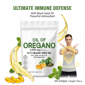 Capsule di Olio di Origano e Olio di Semi Neri, 300 Capsule, Integratore Erboristico per Adulti, Supporto Immunitario, Salute Digestiva, Fegato/Stomaco - Product Image 1