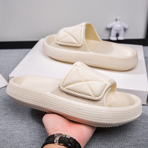 Men Adjustable Strap One Band Slippers Trendy <b>Soft</b> Sole Summer Slides Indoor Home Outdoor Beach Casual Footwear - Product Image 1